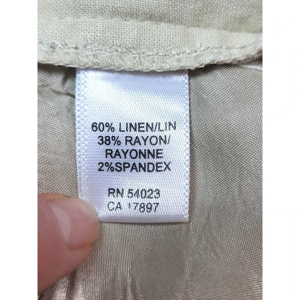 Banana Republic Womens Tan Linen Cargo Ankle Pants Drawstring Cuffs 10 Coastal